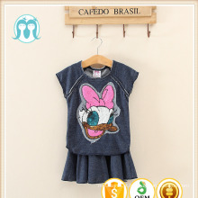 Fsahion Design China preço de atacado Verão Menina Ternos Do Bebê Outfit Bebê Bonito Dos Desenhos Animados roupas T-shirts e saias